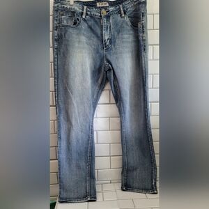 Stacy Adams Mens Medium Blue Acid Wash Denim Jean Straight Leg Classic 38w/30 M